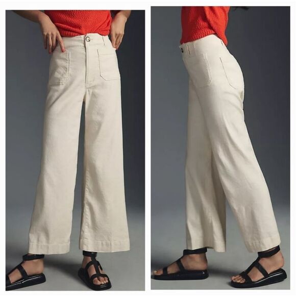 Anthropologie The Colette Cropped Wide-leg Pants by Maeve 32 Linen Edition - Picture 3 of 10